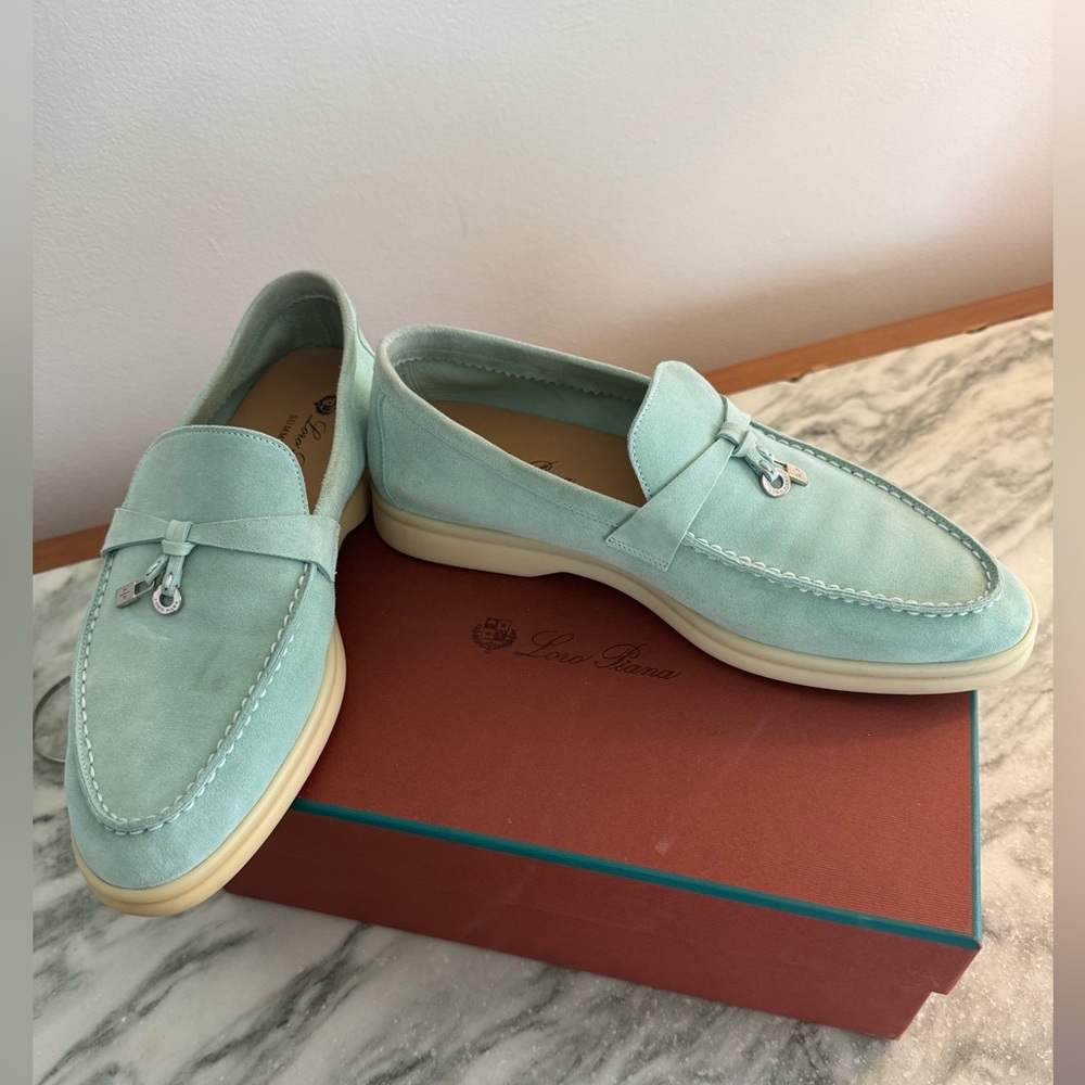 Loro Piana summer walk charm loafer in mint/ light blue - Picture 11 of 12